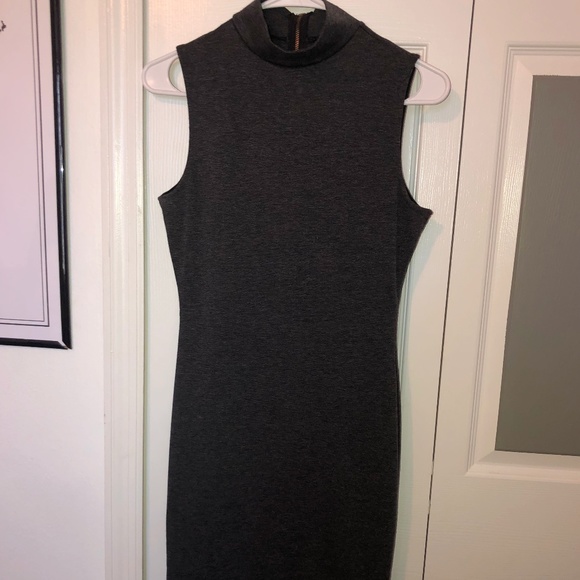 Dark Grey Turtle Neck Midi Dress - Picture 4 of 5